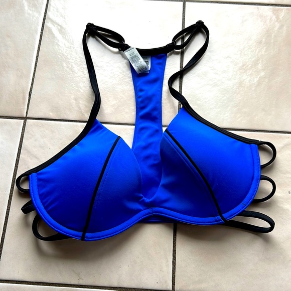 PINK Victoria's Secret Swim Royal Blue With Black Straps Small
